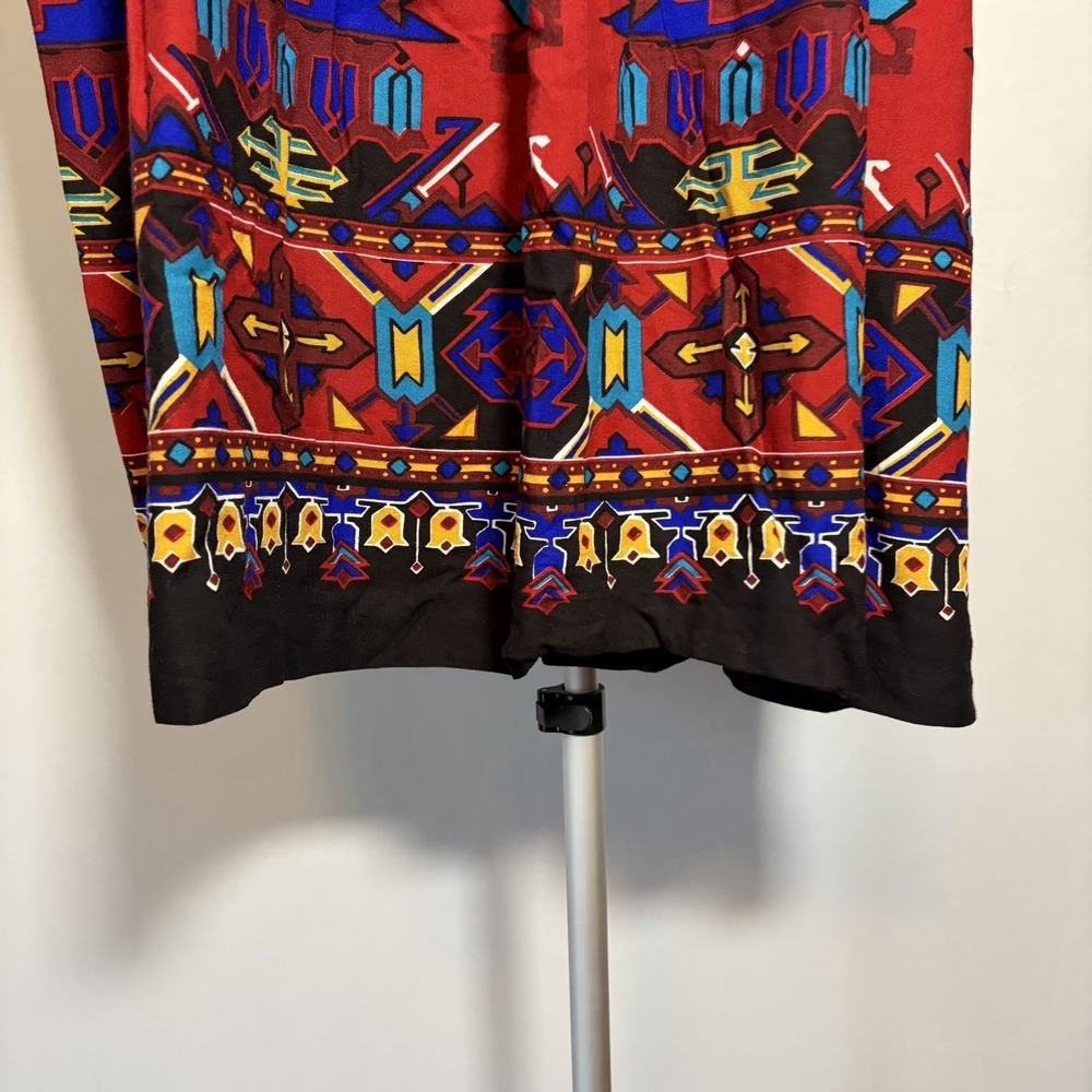 VTG Worthington Large Southwest Artsy Abstract Hippie Maxi Skirt Red 90s Pockets - Picture 4 of 10